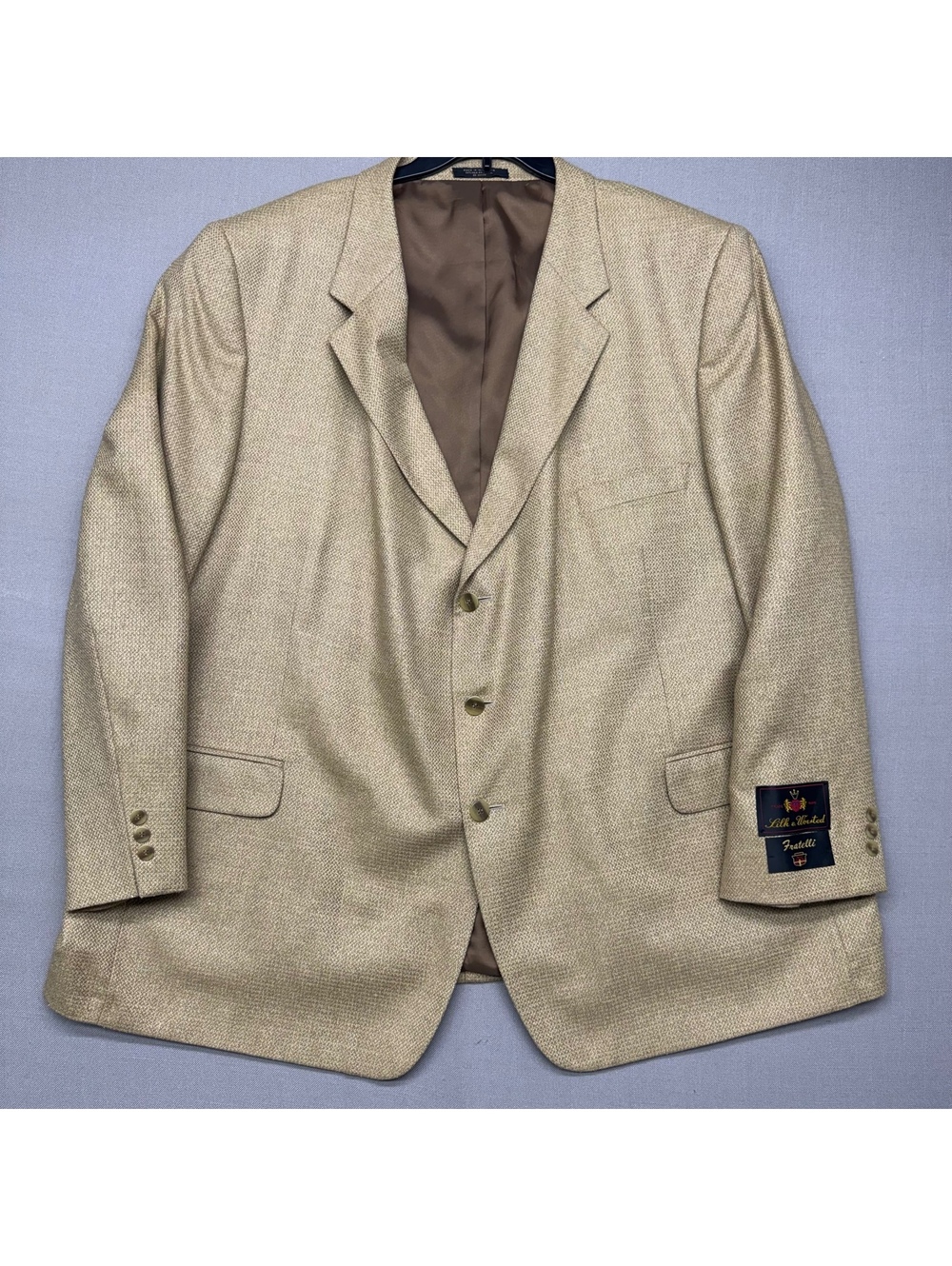NWT Fratelli Blazer Mens 56R Beige Silk Wool Tweed Sport Coat Jacket 56 Regular